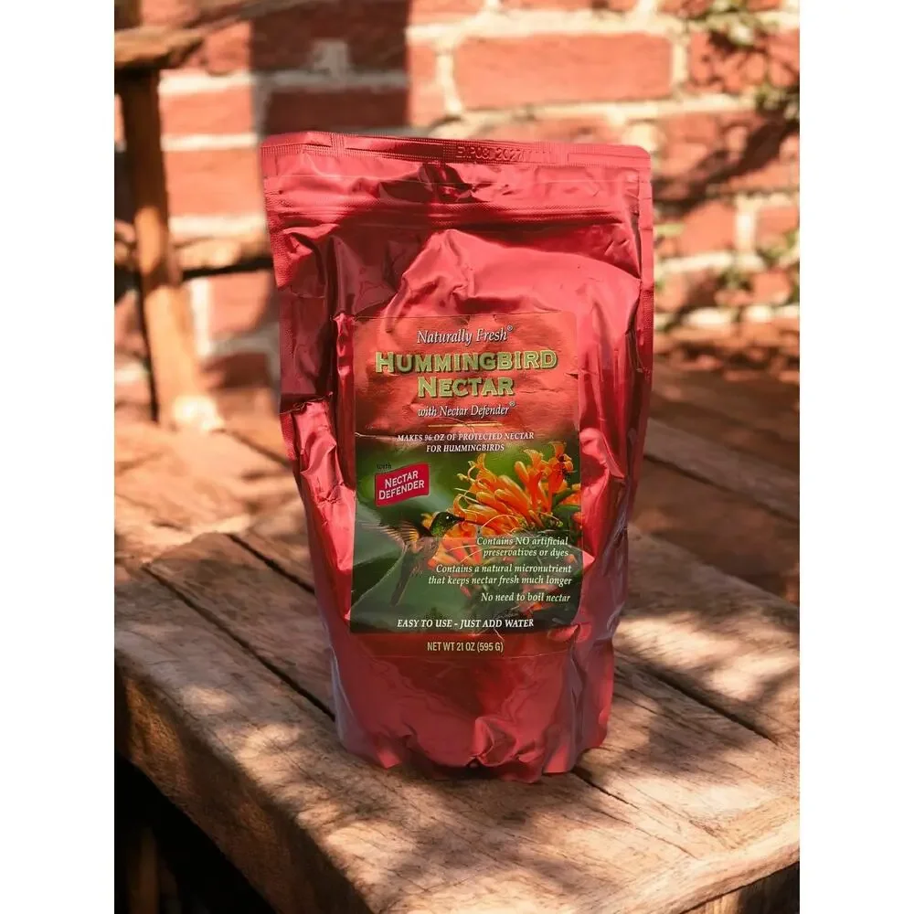 Naturally Fresh Hummingbird Powder Nectar with Nectar Defender.